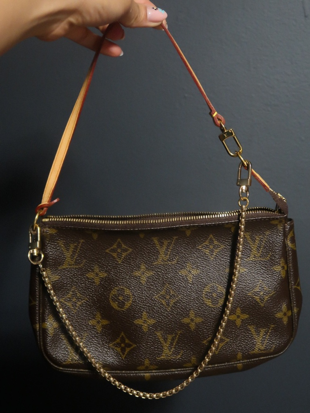 Louis Vuitton Monogram Canvas Shoulder Pochette (Chain Not Included)